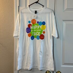 Making the Grade White Gilden SoftStyle T-Shirt "Happy to See Your Face" Size XL